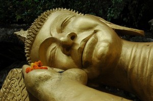 A large reclining Buddha.
